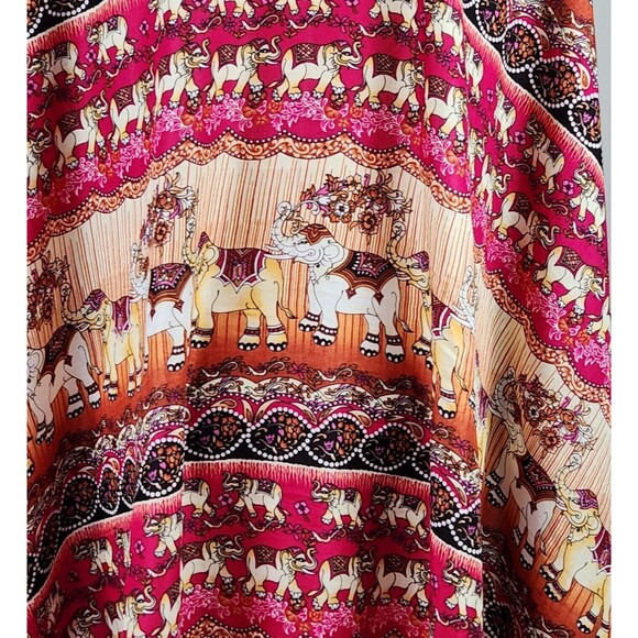 Women's Rectangular Ethnic Elephant Scarf Shawl with Fringe 62X43" - Picture 2 of 5